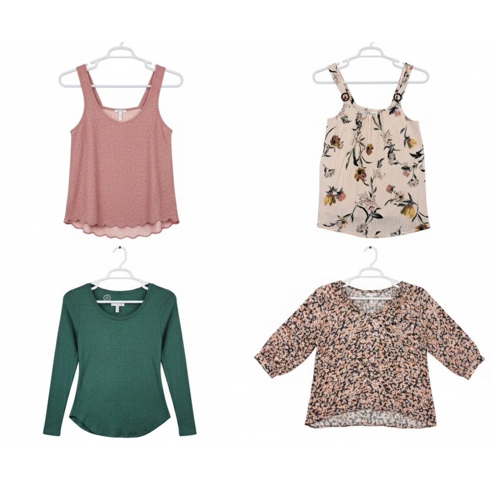 Maurices Top Womens M Lot of 4 Pink Floral‎ Shirt Tank Mixed Bundle Ribbed Cami
